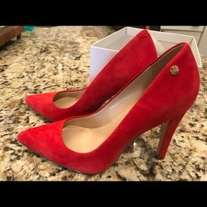 Calvin Klein Red Suede Pumps